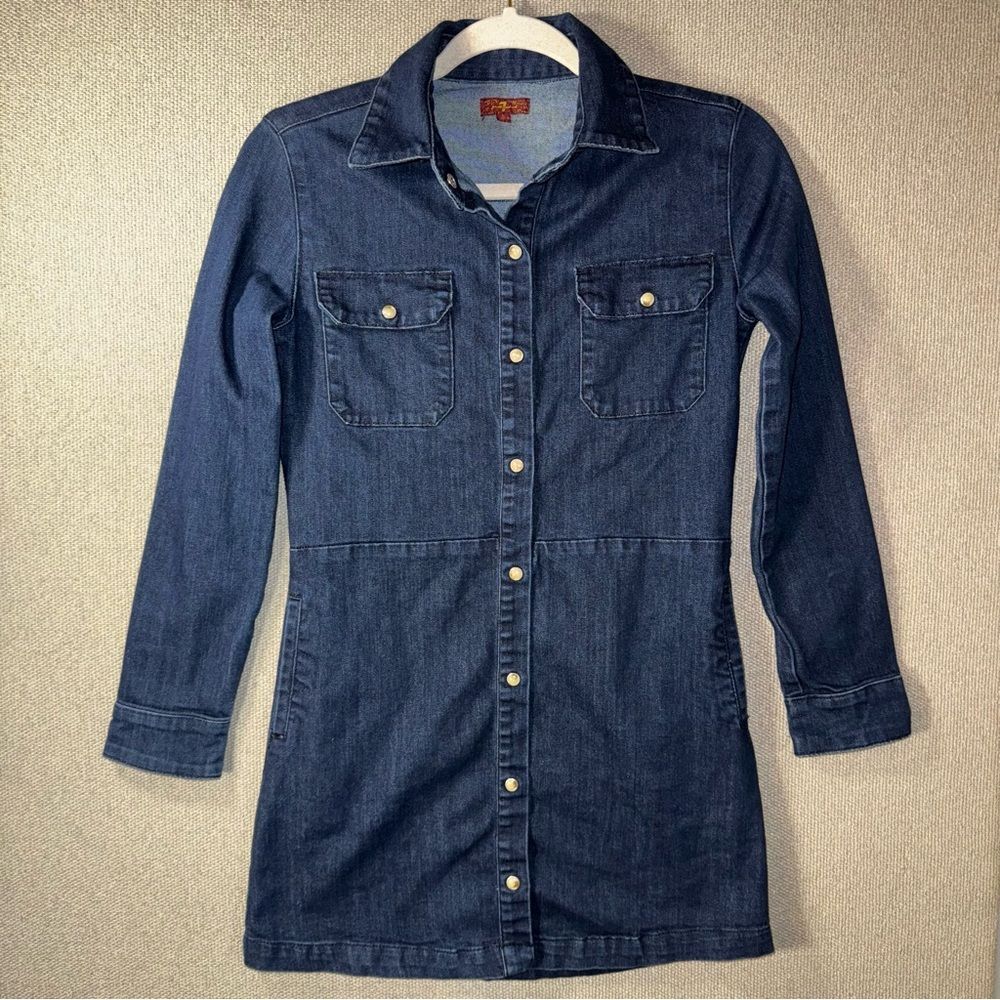 7 For All Mankind size large Girls Denim Snap Button stretch Jacket Dress